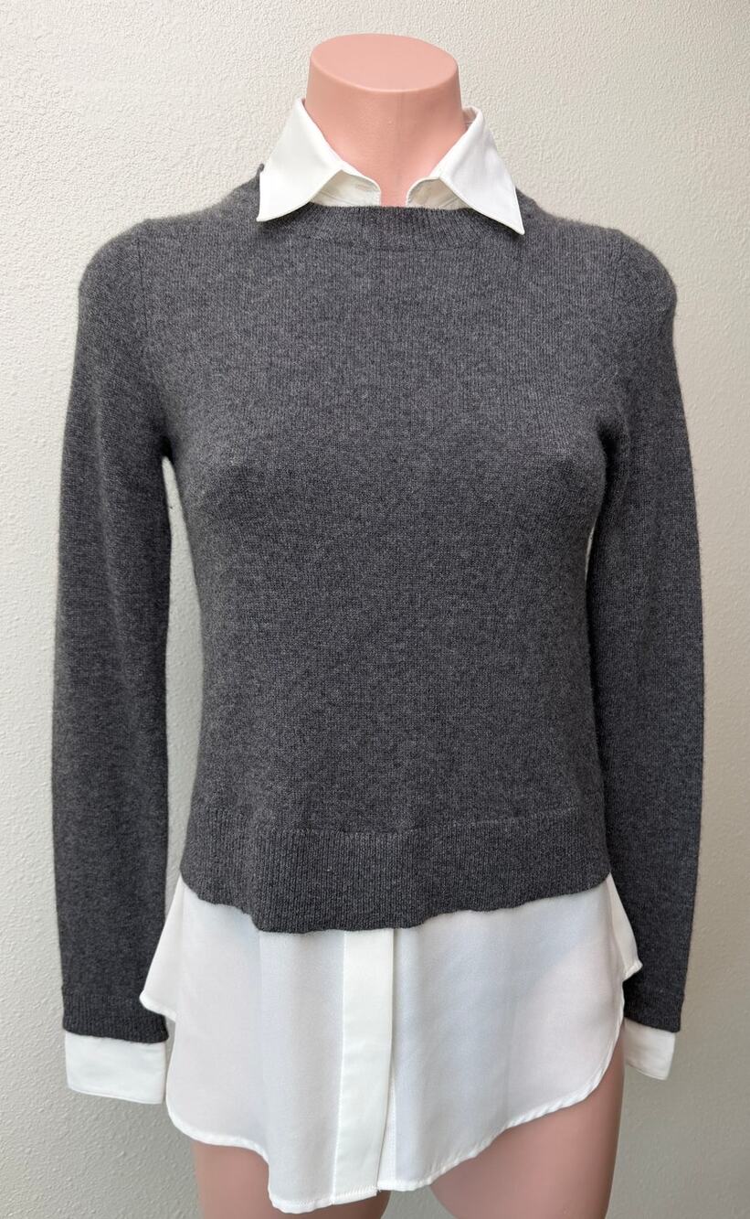 Gray White Layered Sweater Shirt XS